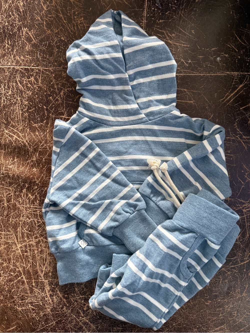Childhoods Clothing Blue and White Striped Hooded Sweatshirt Set 3-6mo